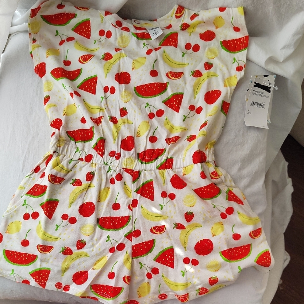 Harper Canyon Fruit Print Kids One Piece - White, Red, Yellow NWT